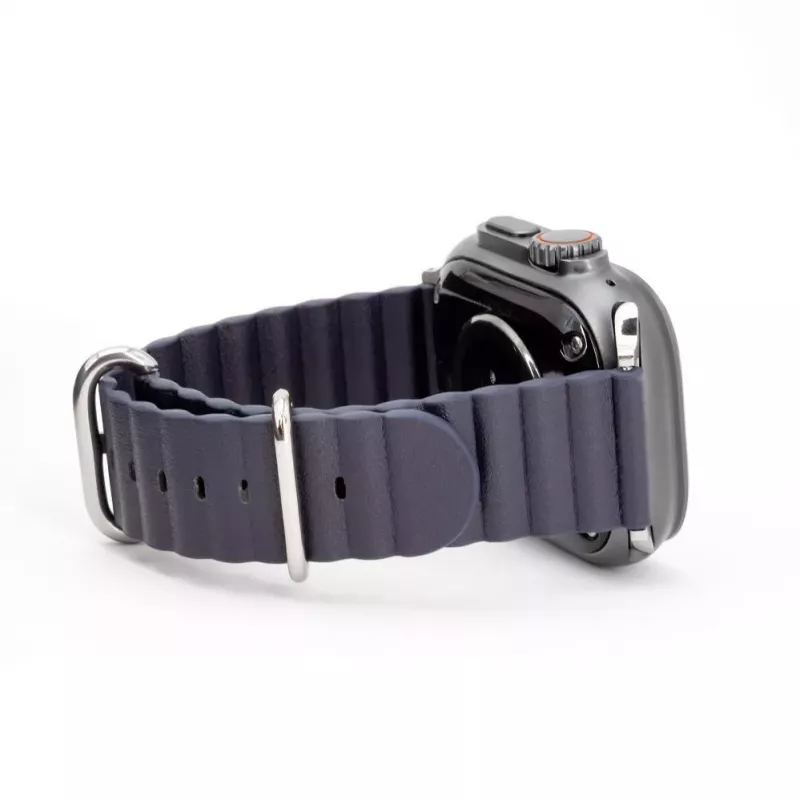 Pulseira Connect Watch 42/44/45mm Marine em pele Azul-marinho