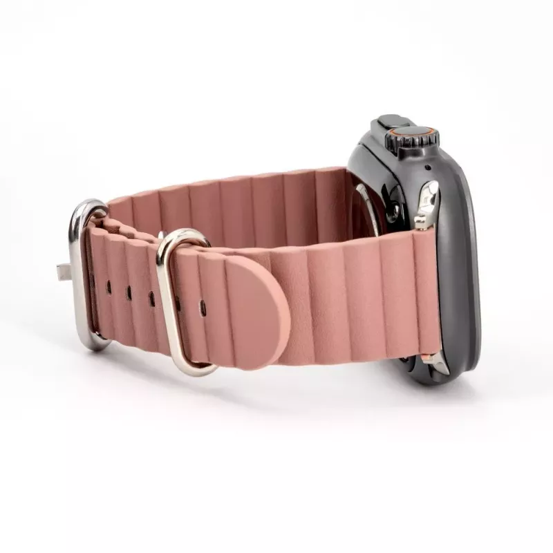 Pulseira Connect Watch 42/44/45mm Marine em pele Roxo-fumado