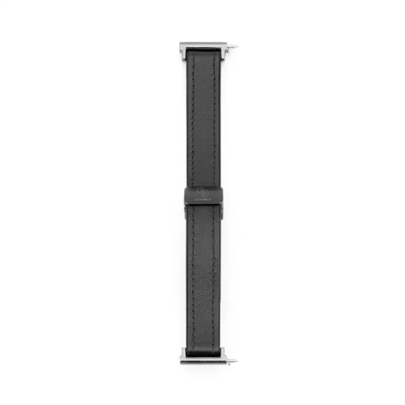 Pulseira Connect 22mm em silicone e pele com fecho magnético Preto