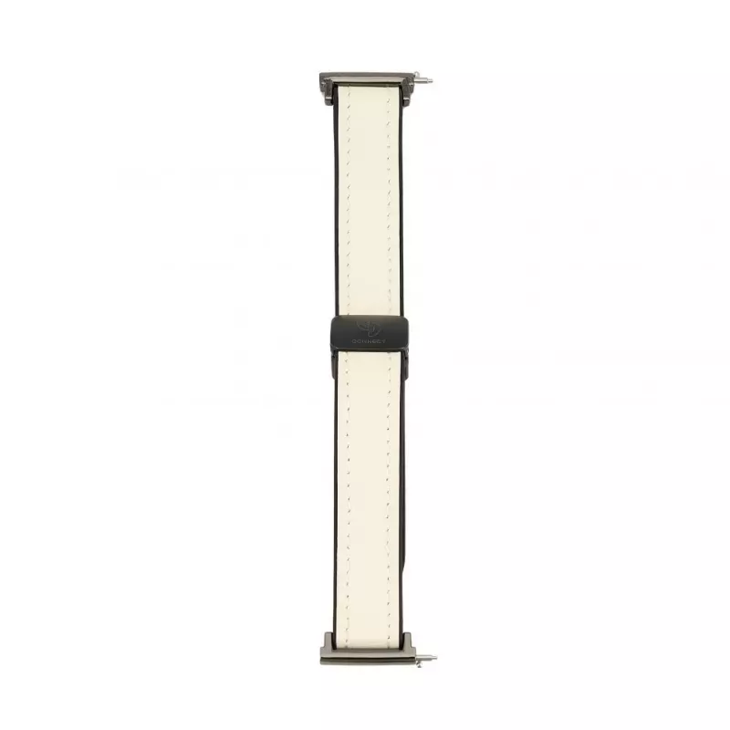 Pulseira Connect 22mm em silicone e pele com fecho magnético Branco