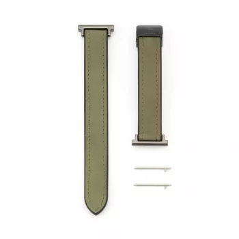 Pulseira Connect 22mm em silicone e pele com fecho magnético Verde-floresta