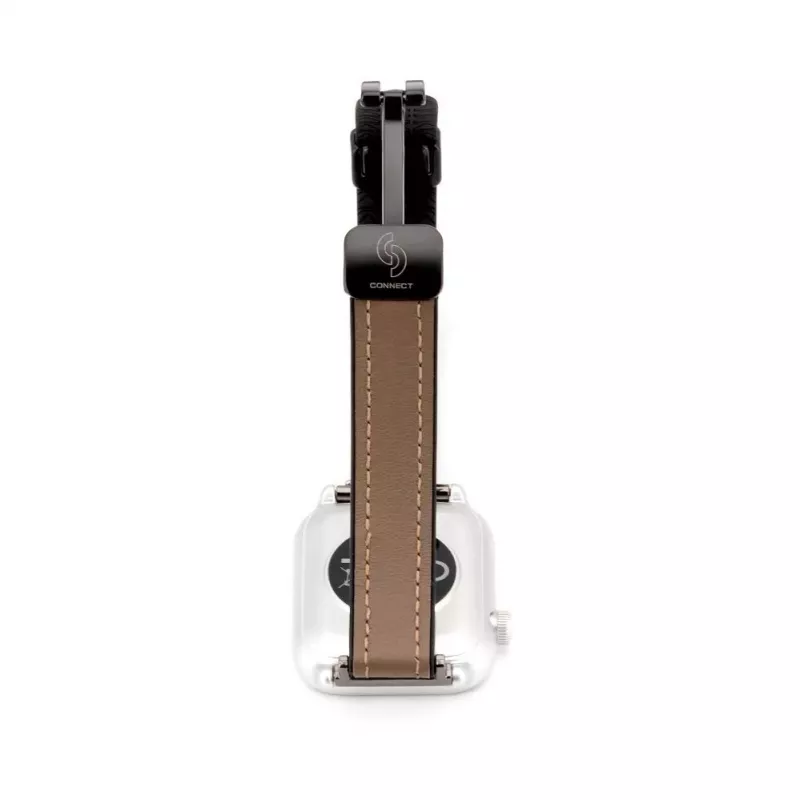 Pulseira Connect 22mm em silicone e pele com fecho magnético Vermelho-vinho