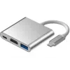 iLike HD1 adaptador 3em1 USB-C para HDMI 4K / USB 3.0 / conector fêmea USB-C prateado