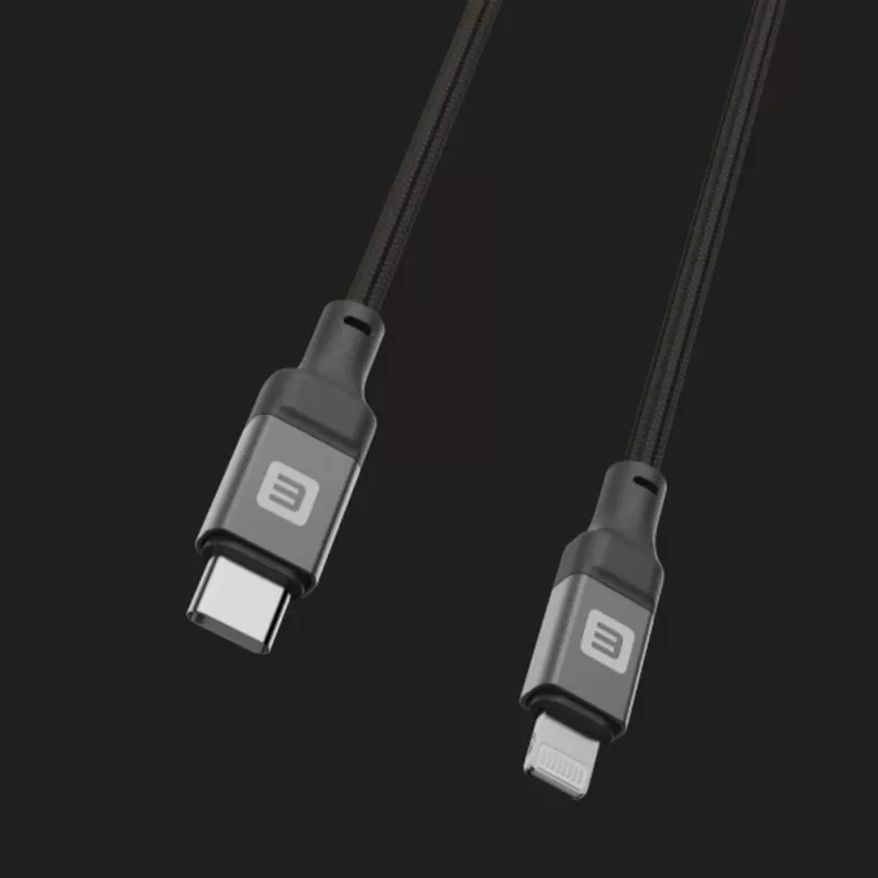 Evelatus cabo USB-C para Lightning 2,0M 60W (MFI09) caixa de alumínio trançado preto