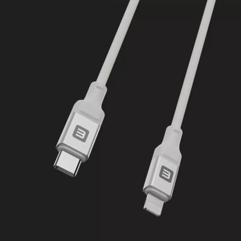 Evelatus cabo USB-C para Lightning 1,2m 60W (MFI09) caixa de alumínio trançado branco