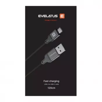 Evelatus Cabo USB-A para USB-C 1,2 m Nylon trançado Preto