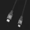 Evelatus cabo USB-C para Lightning 1,2m 60W MFi certificado nylon trançado caixa de alumínio preto