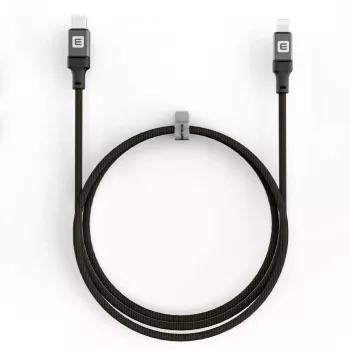 Evelatus cabo USB-C para Lightning 1,2m 60W MFi certificado nylon trançado caixa de alumínio preto