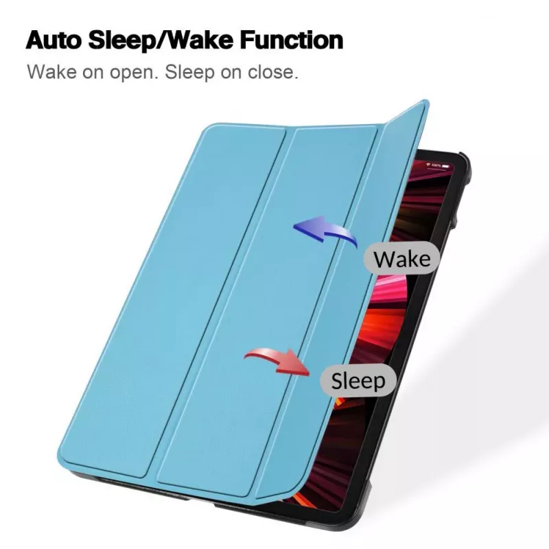 iLike Capa com Suporte Tri-Fold em Pele Ecológica para Galaxy Tab A8 10.5 X200 Azul-céu