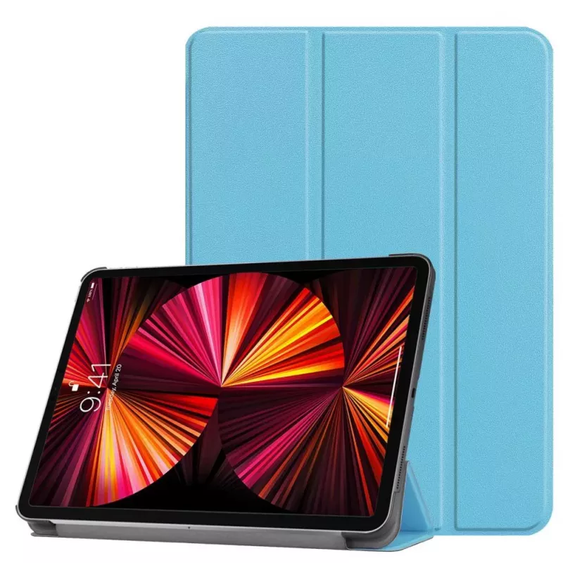 iLike Capa com Suporte Tri-Fold em Pele Ecológica para Galaxy Tab S9 FE Plus Azul-céu