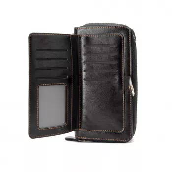 Evelatus Carteira Universal Multifuncional com Pulseira em Pele Preto