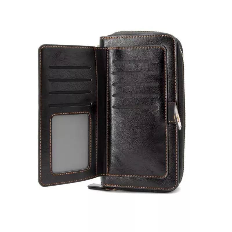 Evelatus Carteira Universal Multifuncional com Pulseira em Pele Preto