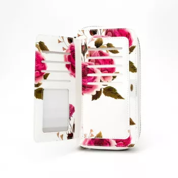 EVELATUS carteira universal design com fecho flor branco