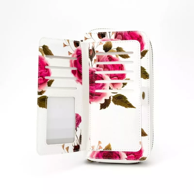 EVELATUS carteira universal design com fecho flor branco