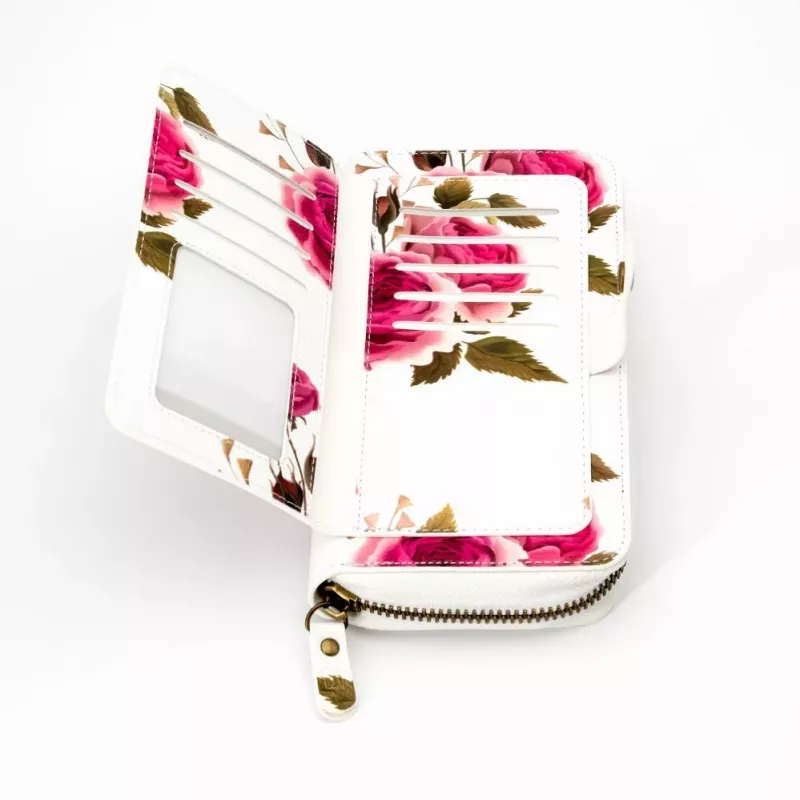 EVELATUS carteira universal design com fecho flor branco