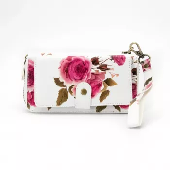 EVELATUS carteira universal design com fecho flor branco