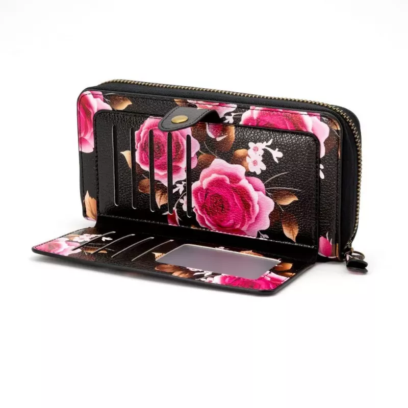 Evelatus carteira universal design com fecho flor preto