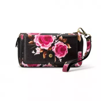 Evelatus carteira universal design com fecho flor preto