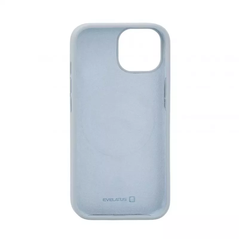 Evelatus Apple iPhone 15 Capa de silicone Soft Touch Premium MagSafe New Function azul-acinzentado