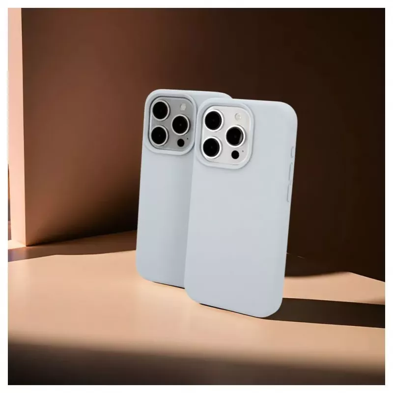 Evelatus Apple iPhone 15 Pro Capa de silicone Soft Touch Premium MagSafe New Function azul-acinzentado