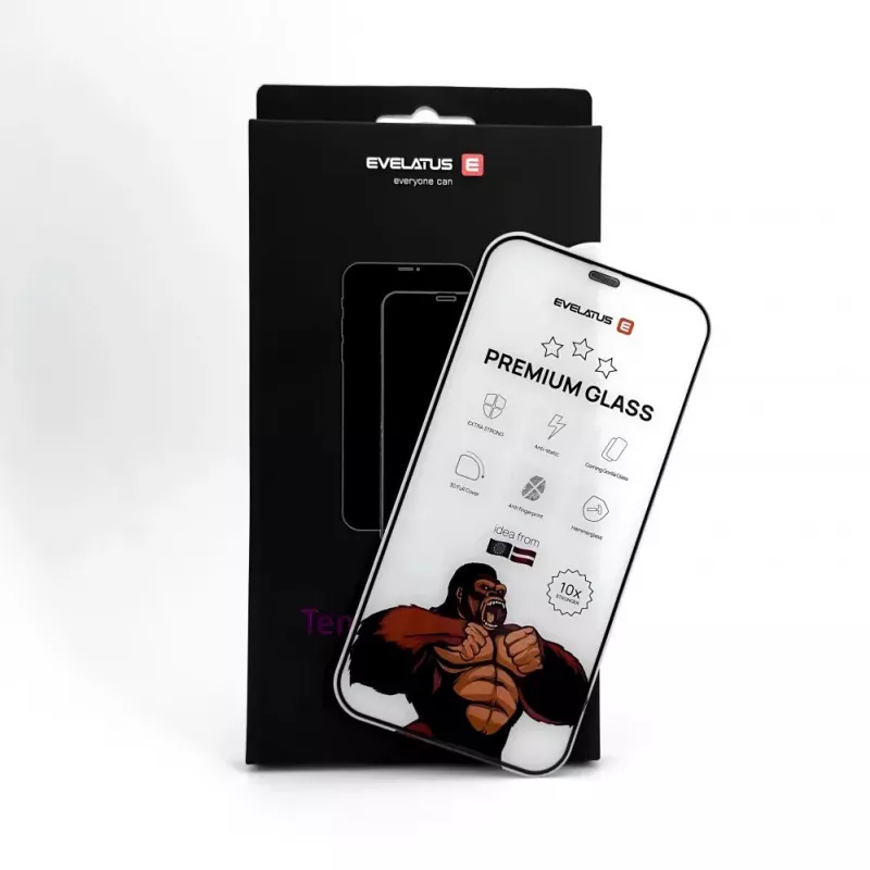 Evelatus Apple iPhone 15 Corning Gorilla Glass Anti-Static 3D Full Cover 10X mais forte preto