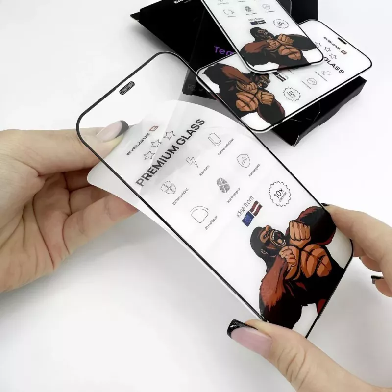 Evelatus Apple iPhone 15 Corning Gorilla Glass Anti-Static 3D Full Cover 10X mais forte preto