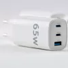 Evelatus Carregador rápido 65W Max EU USB-C1/USB-C1/USB-A branco