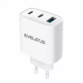 Evelatus Carregador rápido 45W Max EU USB-C1/USB-C1/USB-A - RCE-4501ACCL branco