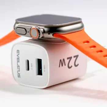 Evelatus Carregador 2 em 1 20W Max USB-C+USB-A:15W Max USB-C+USB-A+Wireless:15W+2W 17W Max branco