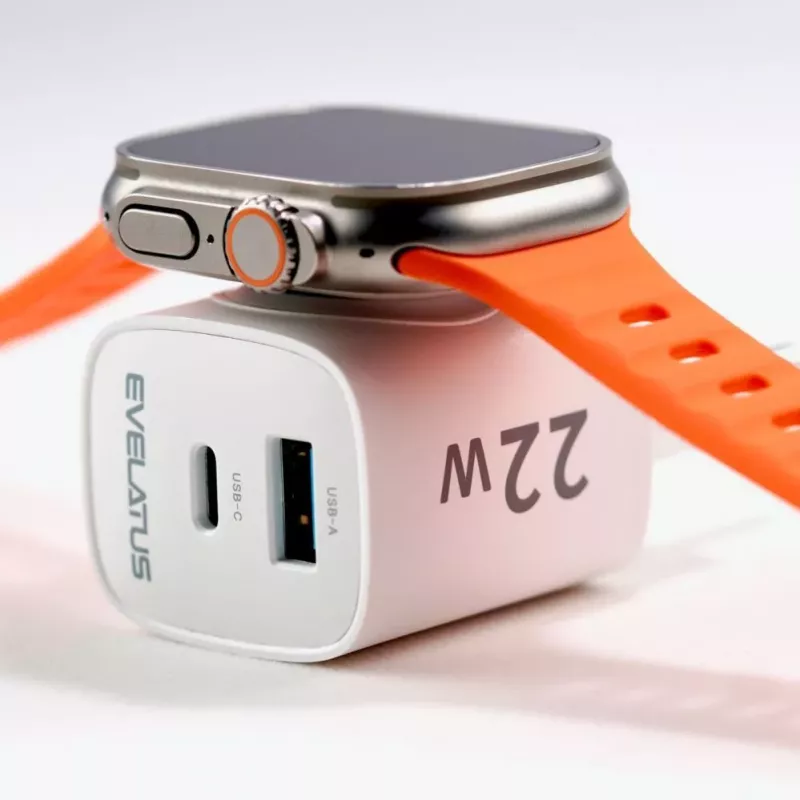 Evelatus Carregador 2 em 1 20W Max USB-C+USB-A:15W Max USB-C+USB-A+Wireless:15W+2W 17W Max branco
