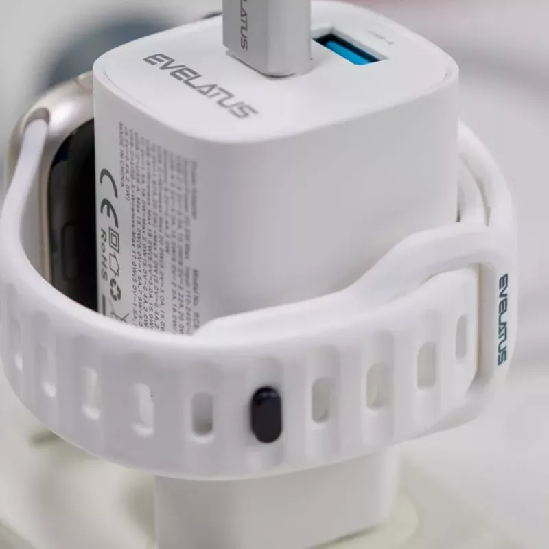 Evelatus Carregador 2 em 1 20W Max USB-C+USB-A:15W Max USB-C+USB-A+Wireless:15W+2W 17W Max branco