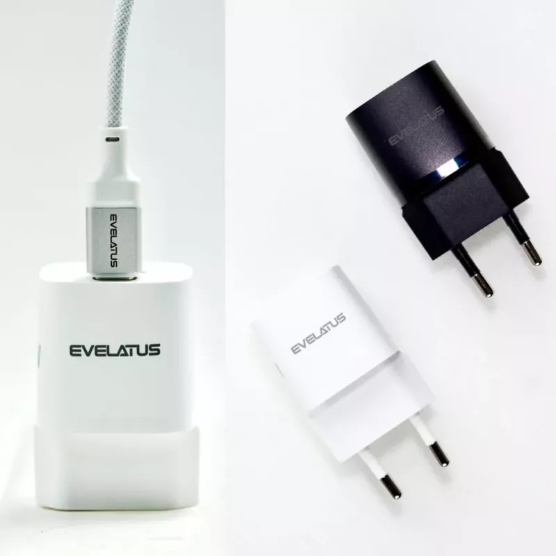 Evelatus Carregador EU 30W Max USB-A e USB-C preto