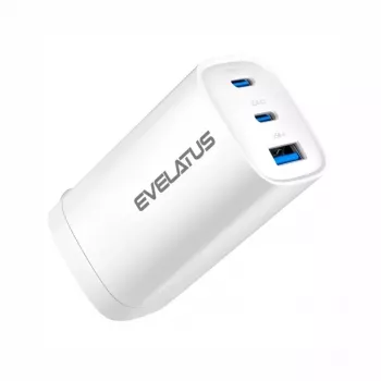 Evelatus Carregador rápido 65W Max CN USB-C1/USB-C1/USB-A branco