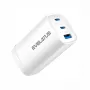 Evelatus Carregador rápido 65W Max CN USB-C1/USB-C1/USB-A branco