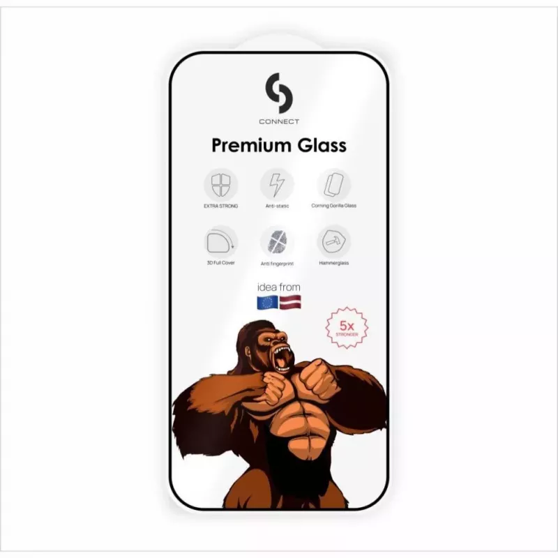 Protetor de ecrã Connect Xiaomi Redmi Note 13 Pro 5G 2.5D Full Cover Japan Glue Glass Anti-Static Stronger
