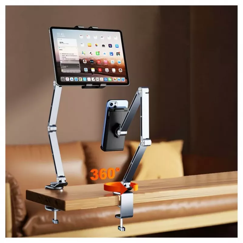 iLike GS1 Suporte universal ajustável em liga de alumínio premium para smartphone e tablet PC 4-12,9 polegadas Prateado