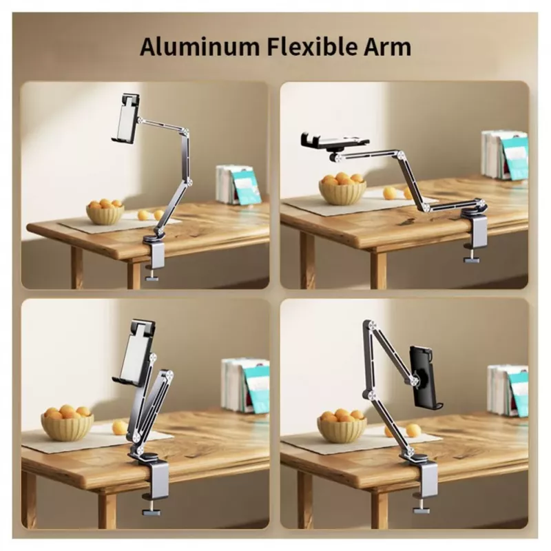 iLike GS1 Suporte universal ajustável em liga de alumínio premium para smartphone e tablet PC 4-12,9 polegadas Prateado