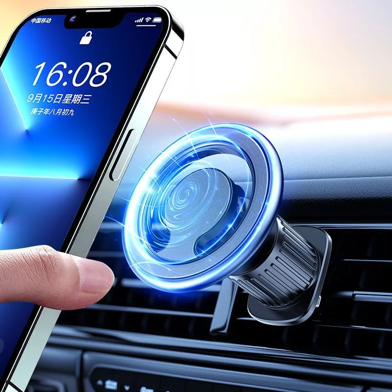 iLike C61 Fixação Universal com Parafuso de Ventilação em Metal Anel Magnético Magsafe Tamanho Smartphone Suporte Ajustável Preto