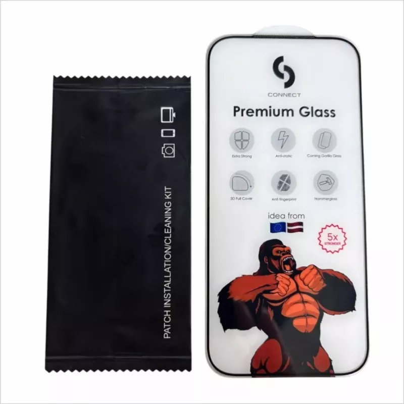 Connect Apple iPhone 16 Pro Max Corning Gorilla Glass antiestático 3D Full Cover 5X mais forte preto