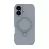 Evelatus Apple iPhone 16 capa de silicone Soft Touch Premium MagSafe com suporte prateado