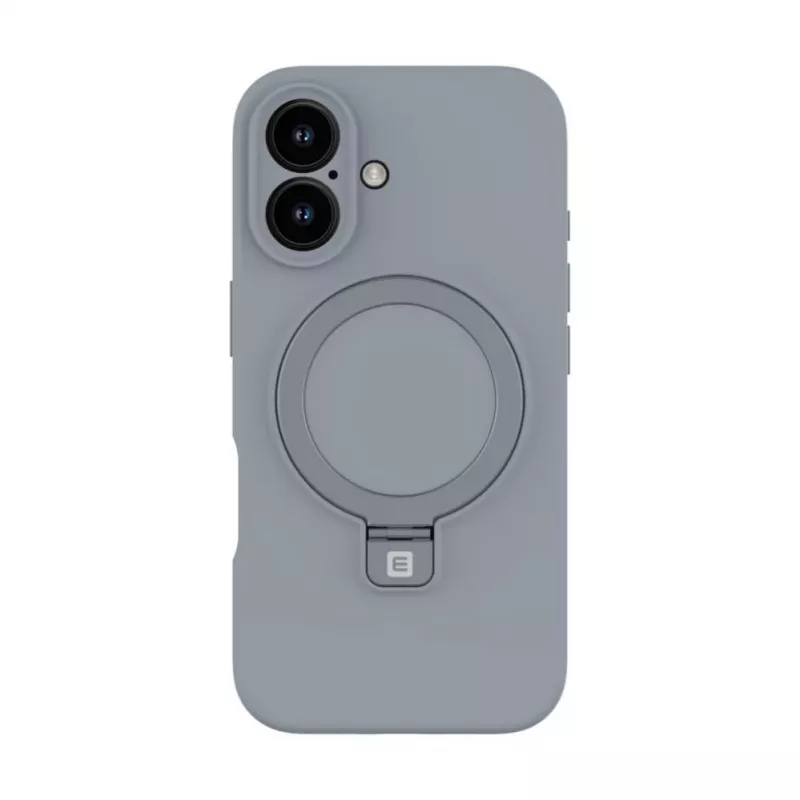 Evelatus Apple iPhone 16 capa de silicone Soft Touch Premium MagSafe com suporte prateado