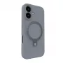 Evelatus Apple iPhone 16 capa de silicone Soft Touch Premium MagSafe com suporte prateado