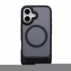 Evelatus Apple iPhone 16 Capa com revestimento de borracha MagSafe com suporte preta