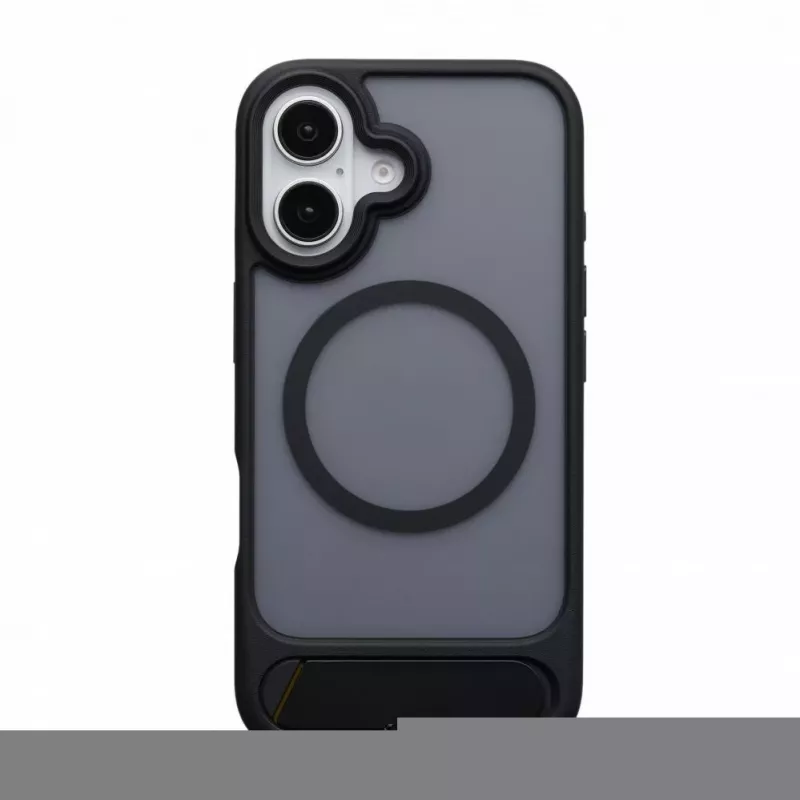 Evelatus Apple iPhone 16 Capa com revestimento de borracha MagSafe com suporte preta