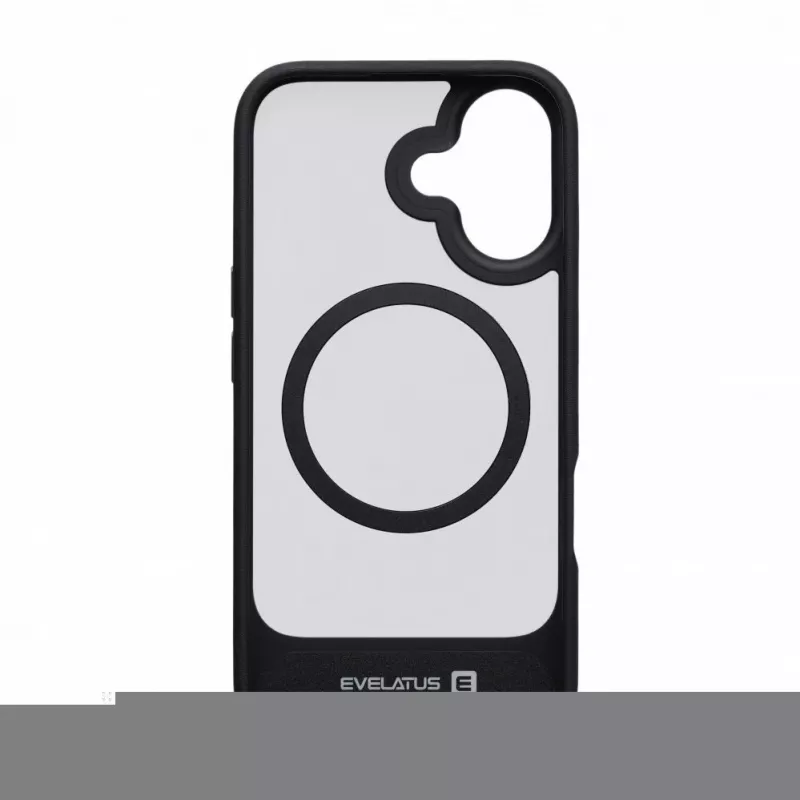 Evelatus Apple iPhone 16 Capa com revestimento de borracha MagSafe com suporte preta
