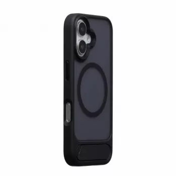 Evelatus Apple iPhone 16 Capa com revestimento de borracha MagSafe com suporte preta