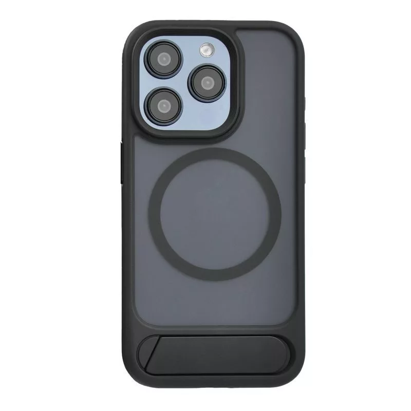 Evelatus Apple iPhone 16 Pro Max Capa com revestimento de borracha MagSafe com suporte preta