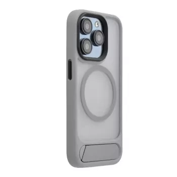 Evelatus Apple iPhone 15 Pro capa com revestimento de borracha MagSafe com suporte prateado