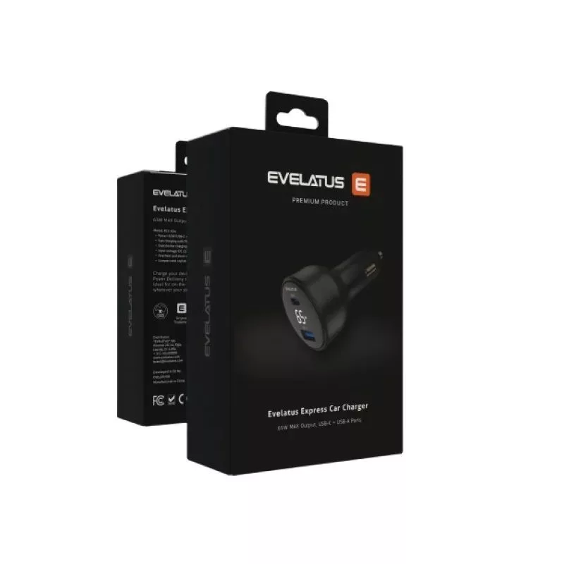 EVELATUS Express Carregador de Automóvel 65W Preto
