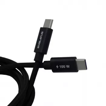 Evelatus Flex Cable Pro USB 2.0 Type-C para Type-C 1,2M 100W 5A preto